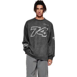 VAMTAC Men Y2K Graphic Crewneck Oversized Sweatshirt Sz XL Gray Streetwear 23-14